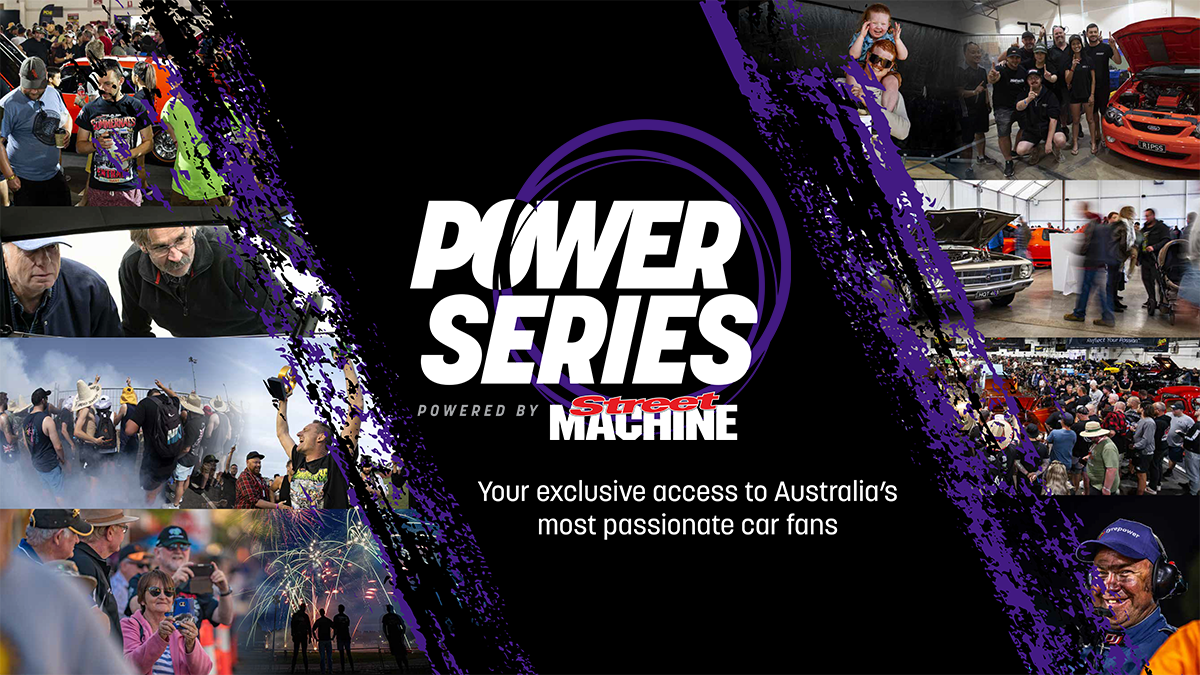 Power Series — Your exclusive access to Australia's most passionate car fans, collage of crowds and show cars
